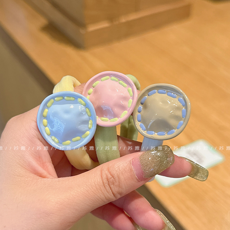 糖果色系不规则圆扣发绳发圈加粗橡皮筋女扎头发高弹力耐用头绳