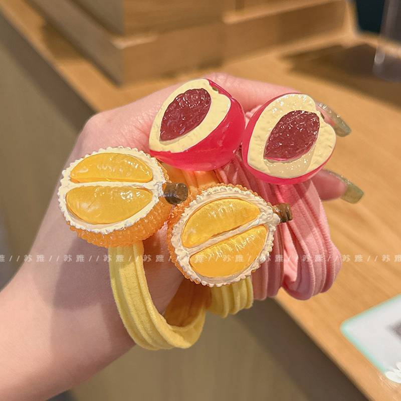 水果发圈头绳女可爱百搭高弹力扎头橡皮筋百搭耐用发绳高级感发饰