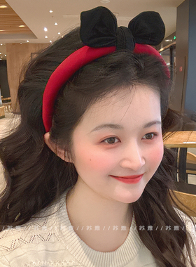 高级感立体蝴蝶结红色海绵发箍女2025新款发卡高颅顶洗脸头箍发饰