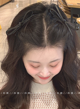 高级感皮质蝴蝶结碎发侧边夹刘海夹发卡鸭嘴夹发夹女简约边夹发饰