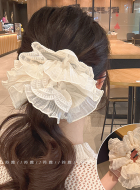温柔风蕾丝大肠发圈白色头花皮筋森系发绳2025新款发饰高级头绳女