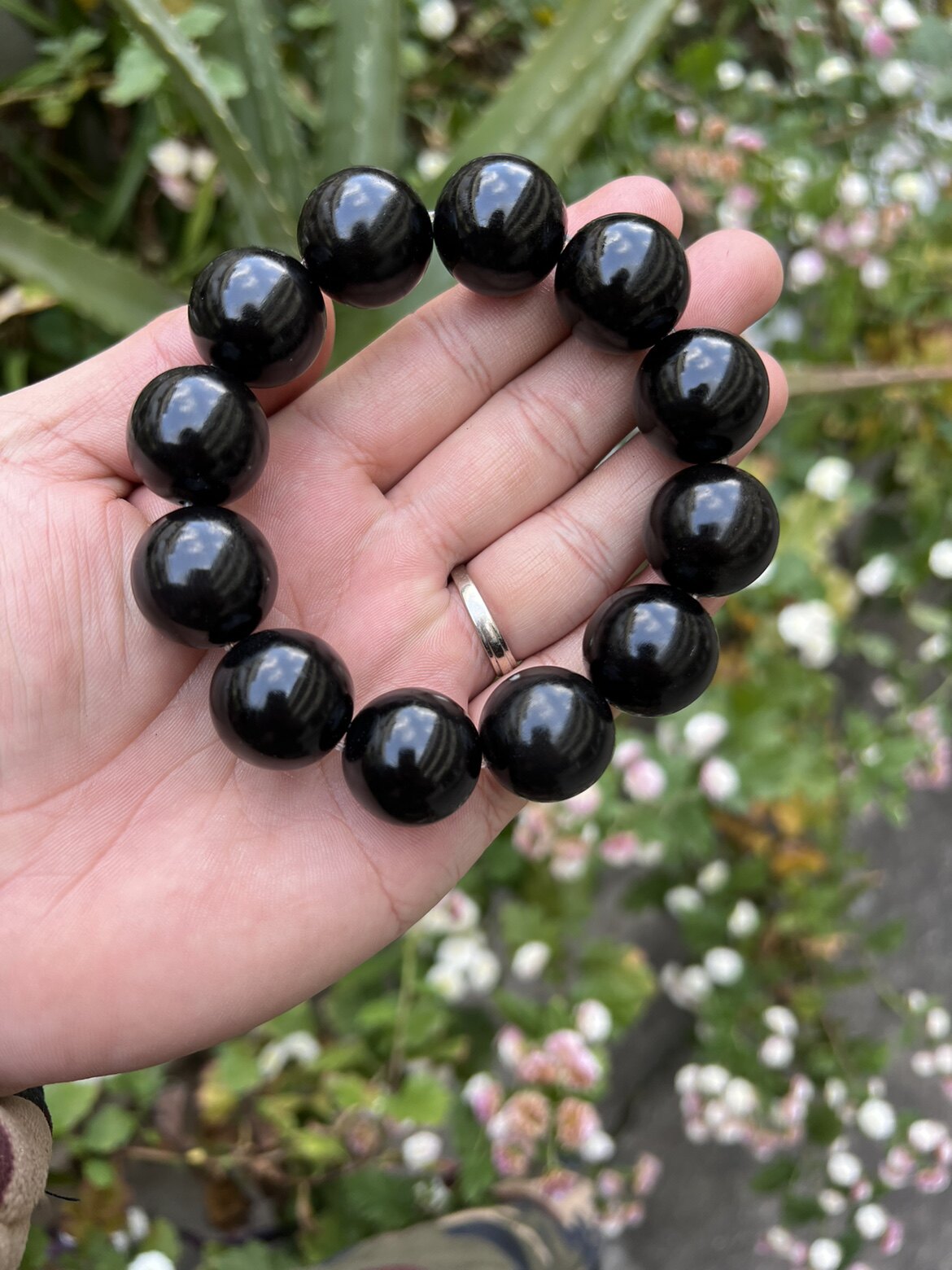 天然黑水牛角佛珠手串圆珠手串纯天然不染色手工精磨