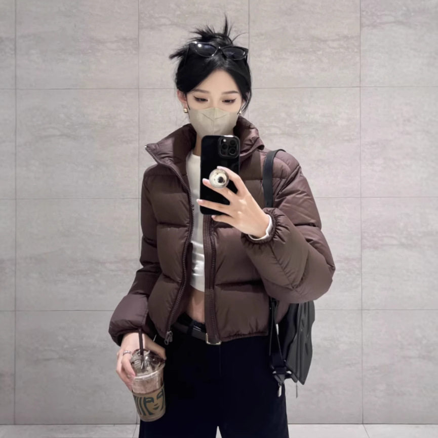 国标90%白鸭绒肯豆短款高腰加厚保暖时尚羽绒服女小个子面包外套