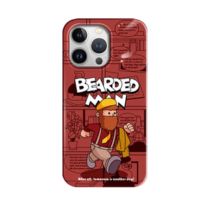 上班大胡子适用苹果13手机壳14新款iPhone14Pro菲林壳14promax美式插画风12防摔11卡通13Pro情侣14plus男外壳