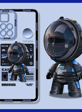 潮牌宇航员适用小米redmi红米note11pro手机壳note10pro保护套9por超薄5g透明镜头全包防摔8网红男女情侣新款