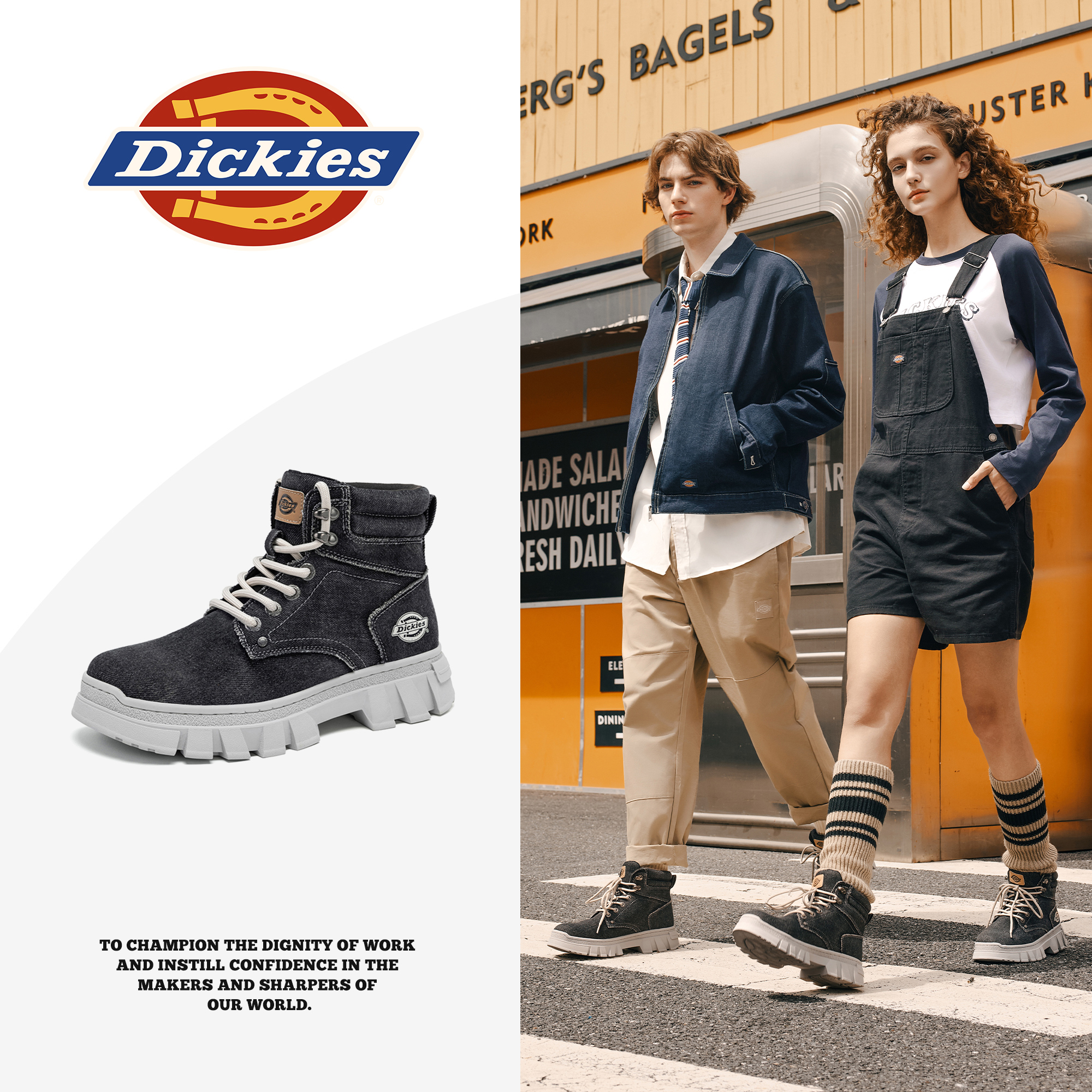 Dickies春季新款男士工装靴