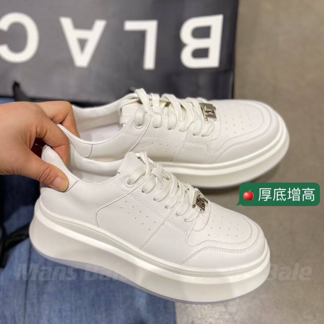【TFM】小白鞋女春新款时尚金属扣厚底系带百搭透气运动休闲板鞋