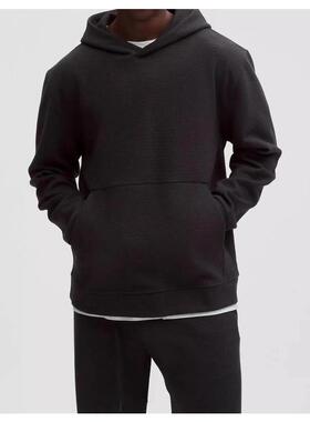 代购lululemon露露乐蒙男士卫衣保暖舒适加绒黑色休闲户外外套