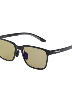 代购SWANS女士太阳镜防紫外线偏光高清晰度抗反射方形黑色