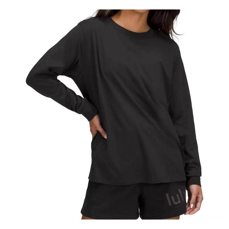 代购lululemon露露乐蒙女士上衣柔软易穿黑色长袖休闲居家T恤