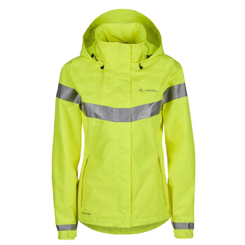 VAUDE巍德女士冲锋衣防水防风高可见性雨衣连帽长袖骑行服