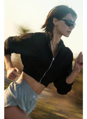 海外代购ALO YOGA女士外套保暖舒适连帽拉链休闲户外短款卫衣