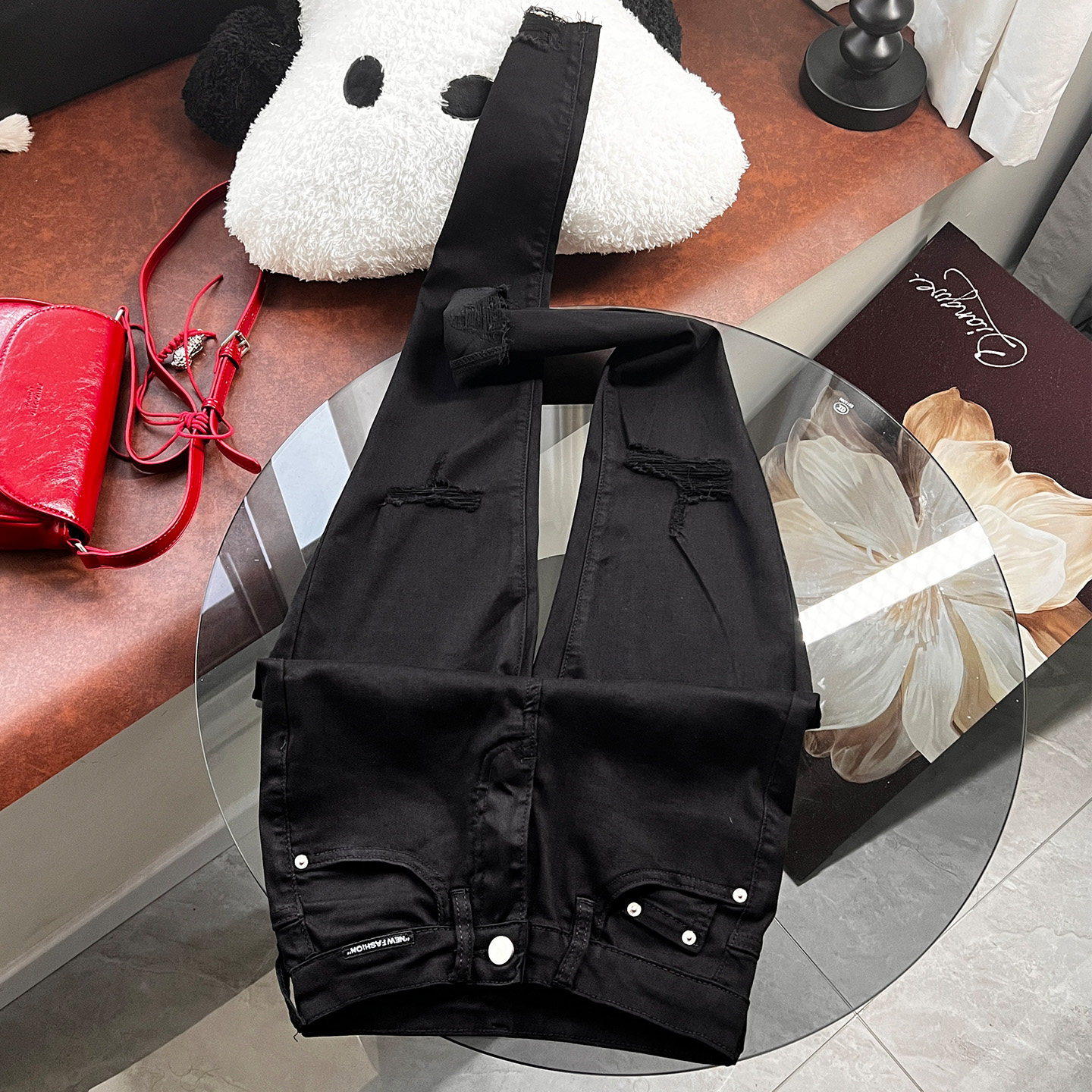 洋气~黑色破洞小脚牛仔裤女夏季薄款韩版修身显瘦高腰弹力铅笔裤