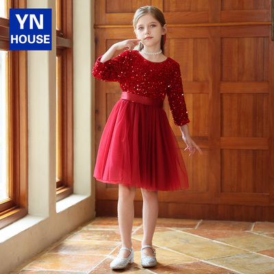 红色女童晚礼服轻奢小众高端女孩