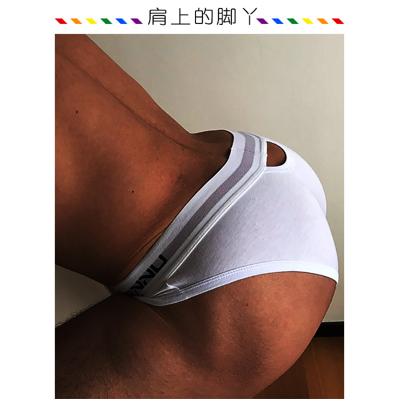 三角内裤男超低腰紧身性感激凸骚纯棉镂空夜店底裤衩提臀透气吸汗