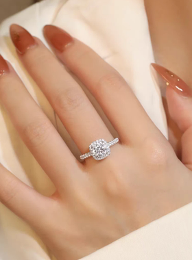 莫桑石钻戒公主女士款戒指指环镶嵌莫戒指女镀18K铂金戒指送女友