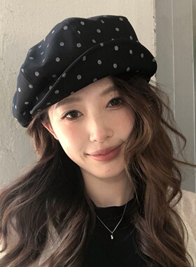 2026新款波点时尚贝雷帽女春夏季薄款户外百搭透气大头围鸭舌帽子