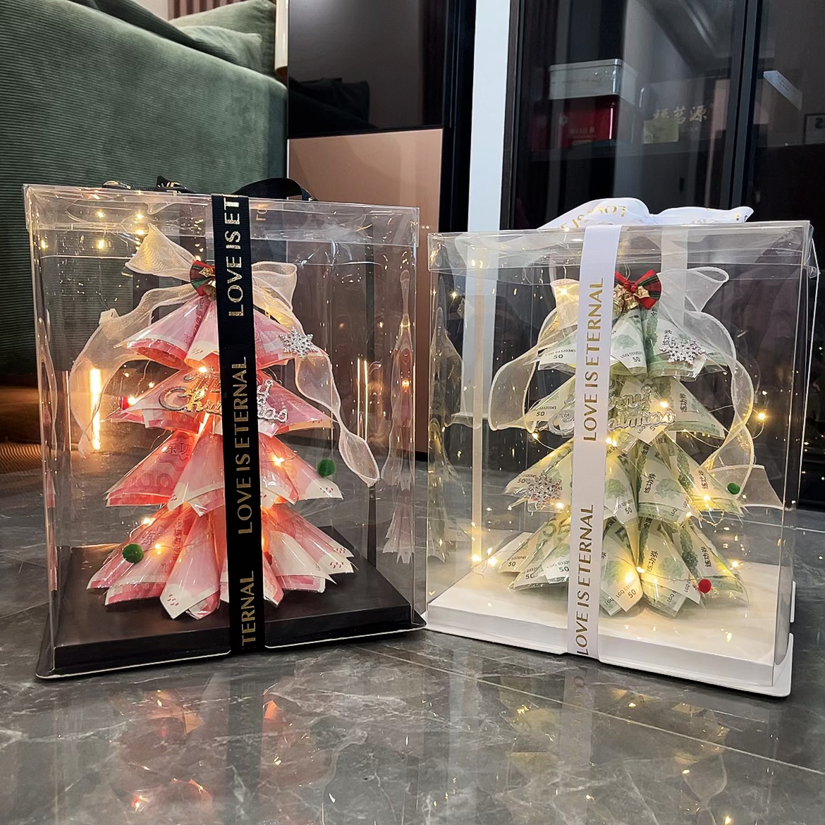 手工圣诞树diy有钱花生日礼物