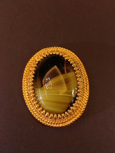 Vintage英产sphinx双标重金蛋面云纹琉璃胸针【售出不退不换】