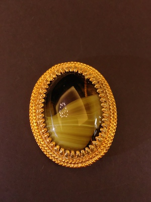 Vintage英产sphinx双标重金蛋面云纹琉璃胸针【售出不退不换】