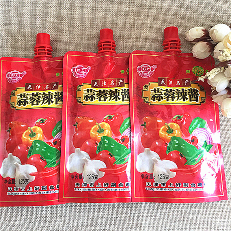 天津特产蒜蓉酱烧烤肉酱凉拌面酱蘸锅巴酱香辣鲜美125克袋装包邮