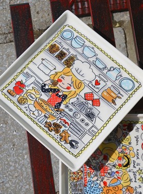 BLOND 荷兰太太餐具盘方盘长盘收纳盘水果零食盘托出口陶瓷餐具