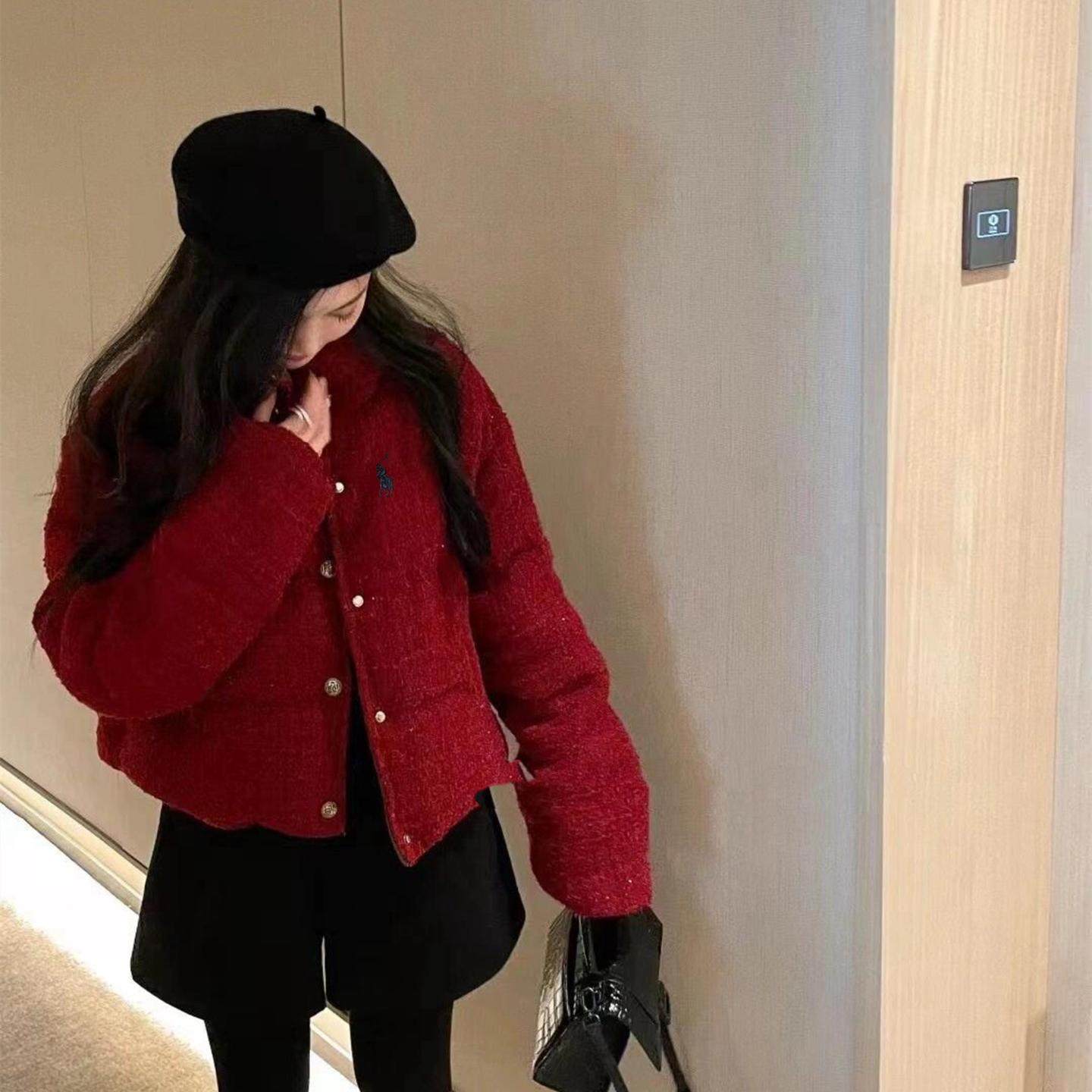 网红同款新款小香风羽绒服女短款小个子冬季加厚保暖面包服外套