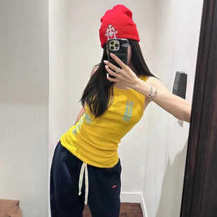 显瘦中长款 印花包臀裙 软糯螺纹背心裙子女修身 2026春夏网红同款