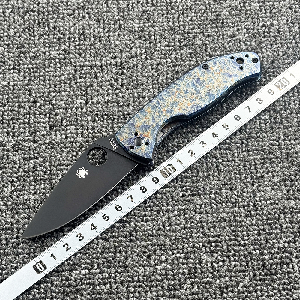 蜘蛛 C122钛合金柄闪电纹折刀户外野营狩猎战术防身口袋EDC工具刀