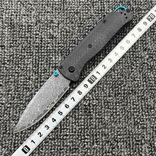 蝴蝶 BM535-3碳纤维轴承大马士革刃折刀野营求生高硬度EDC工具
