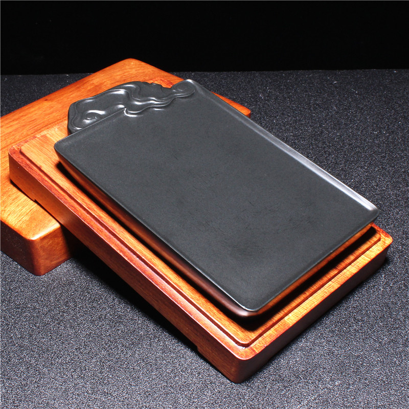 徽砚文房四宝原石歙砚名家精品砚台老坑籽料祥云素砚实用文房收藏