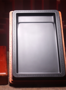 大号精品长方形安徽歙砚天然砚台研磨老坑实用壶承干泡台书法摆件