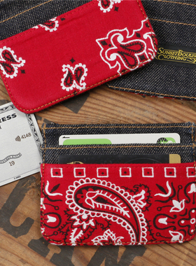 SBC 原创拼接风格卡包古董方巾布制作牛仔零物包