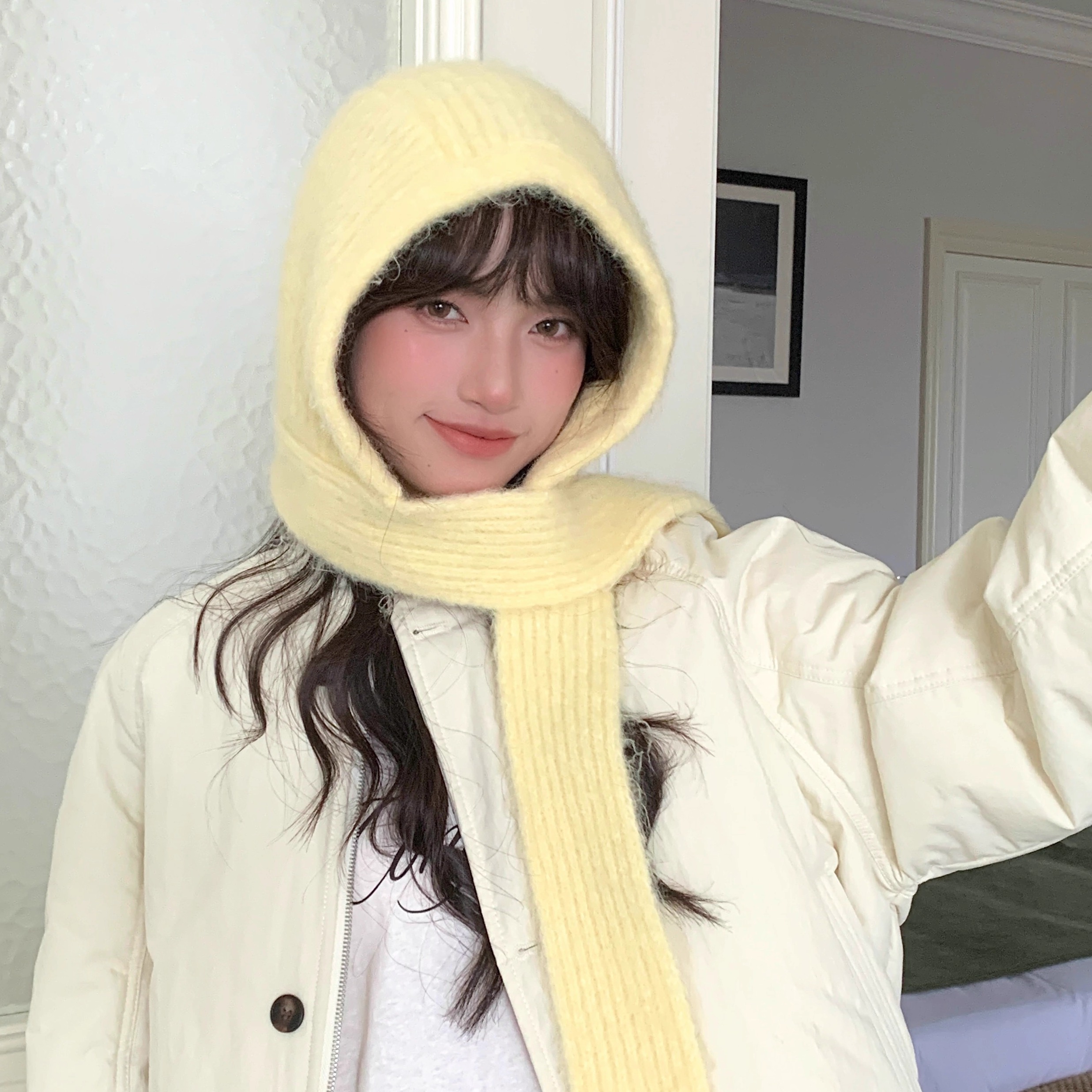 软fufu~韩系巴拉克拉法帽女冬季针织帽保暖护耳毛线帽显脸小帽子