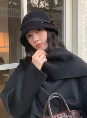 秋冬法式羊毛呢礼帽女显脸小