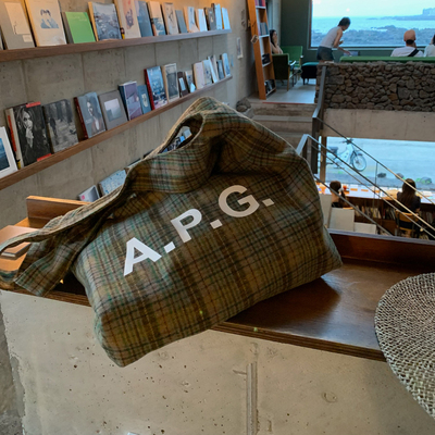 韩版ins风撞色格纹帆布包