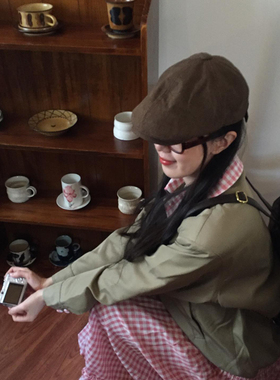 博主同款前进帽女夏棉麻透气复古y2k辣妹显脸小贝雷帽反戴鸭舌帽