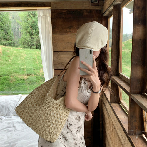 草编包2026新款镂空单肩托特包