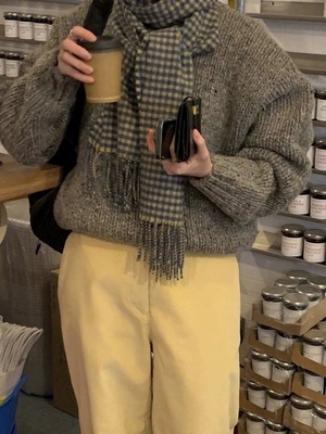 美娜同款复古羊毛格子围巾