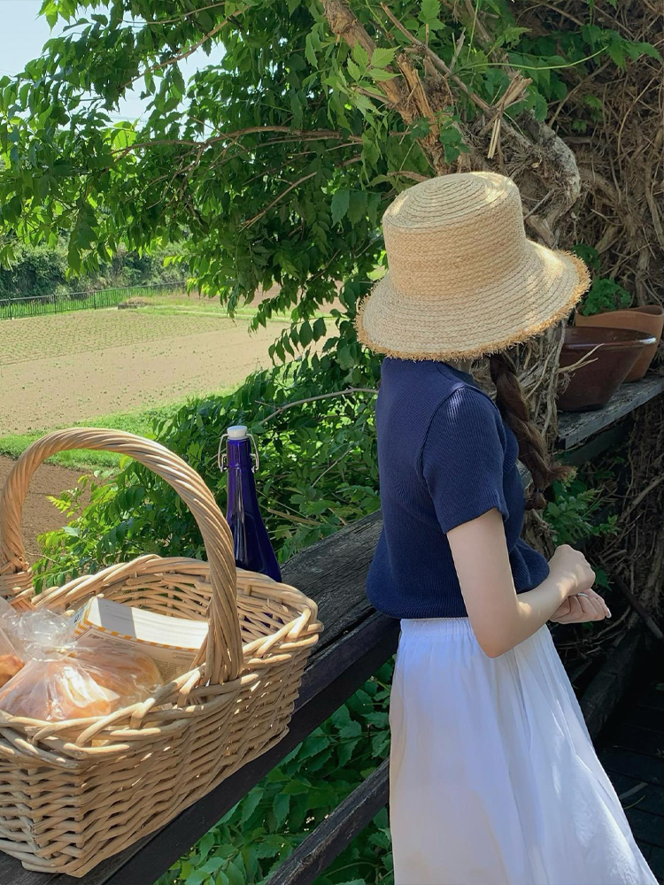 拉菲草太阳帽女法式田园风夏天帽子防晒户外出游草帽遮阳帽沙滩帽