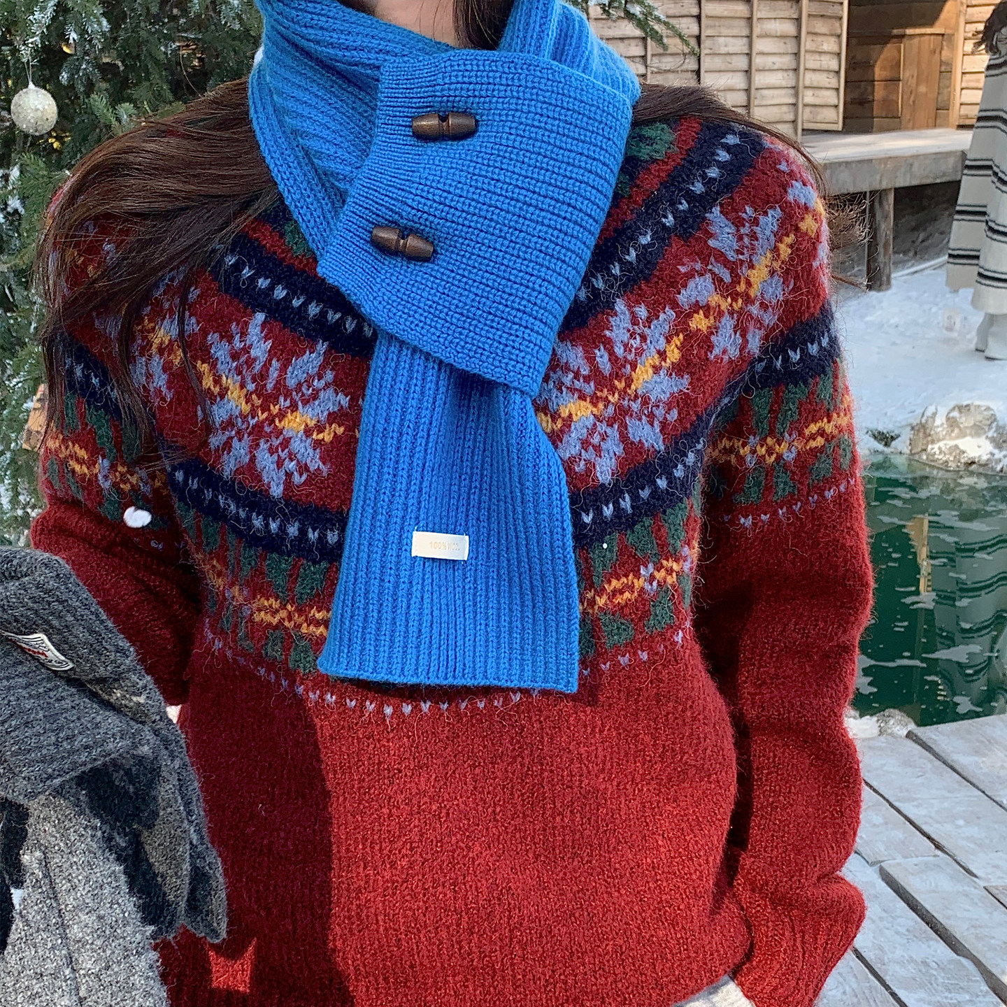 100%澳洲羊毛复古牛角扣小围巾女冬季新款保暖针织护颈交叉小围脖,服饰配件/皮带/帽子/围巾,围巾/丝巾/披肩,淘宝优惠券,粉丝福利购,淘宝优惠卷