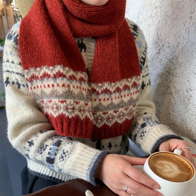 红色圣诞围巾韩系氛围感加厚保暖