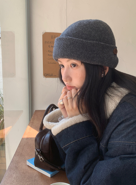 韩系极简秋冬保暖护耳针织帽女