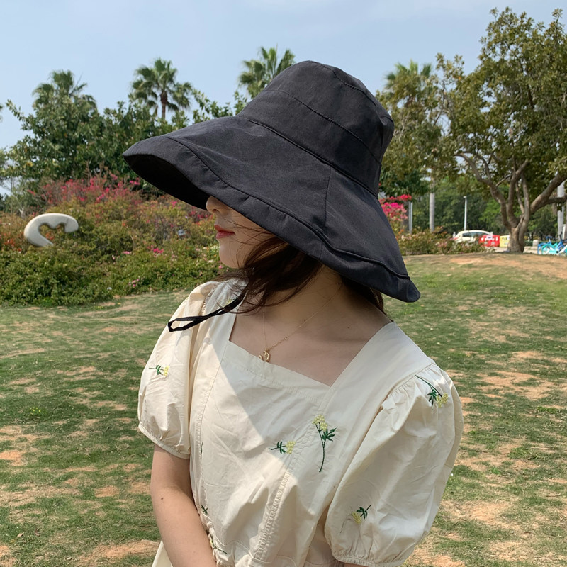 夏季防晒利器~大帽檐日系遮脸夏天紫外线防晒帽子渔夫帽女太阳帽