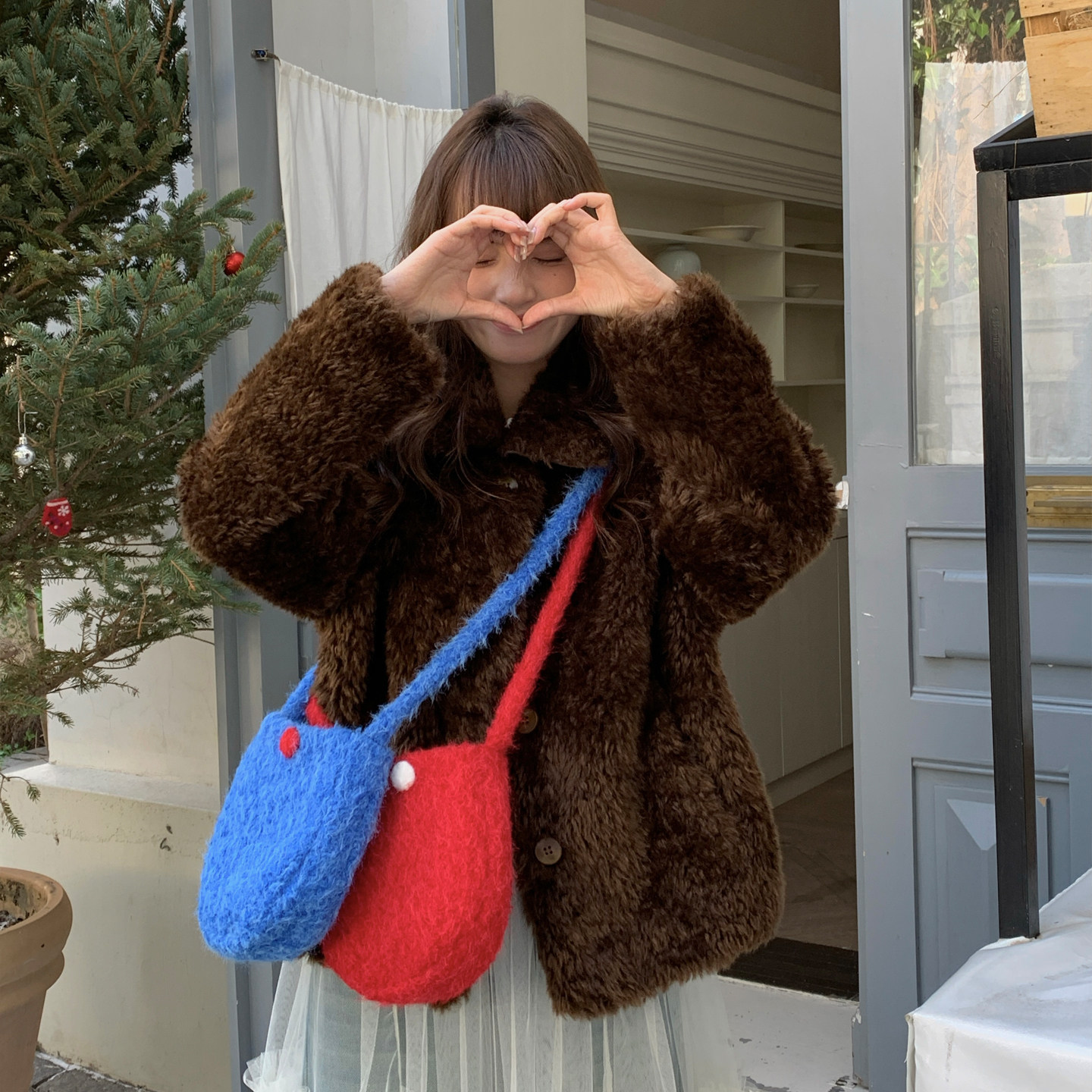 Deepsea深海 日韩风撞色毛绒单肩包女青年休闲手提包小包包,箱包皮具/热销女包/男包,时尚帆布包,淘宝优惠券,粉丝福利购,淘宝优惠卷