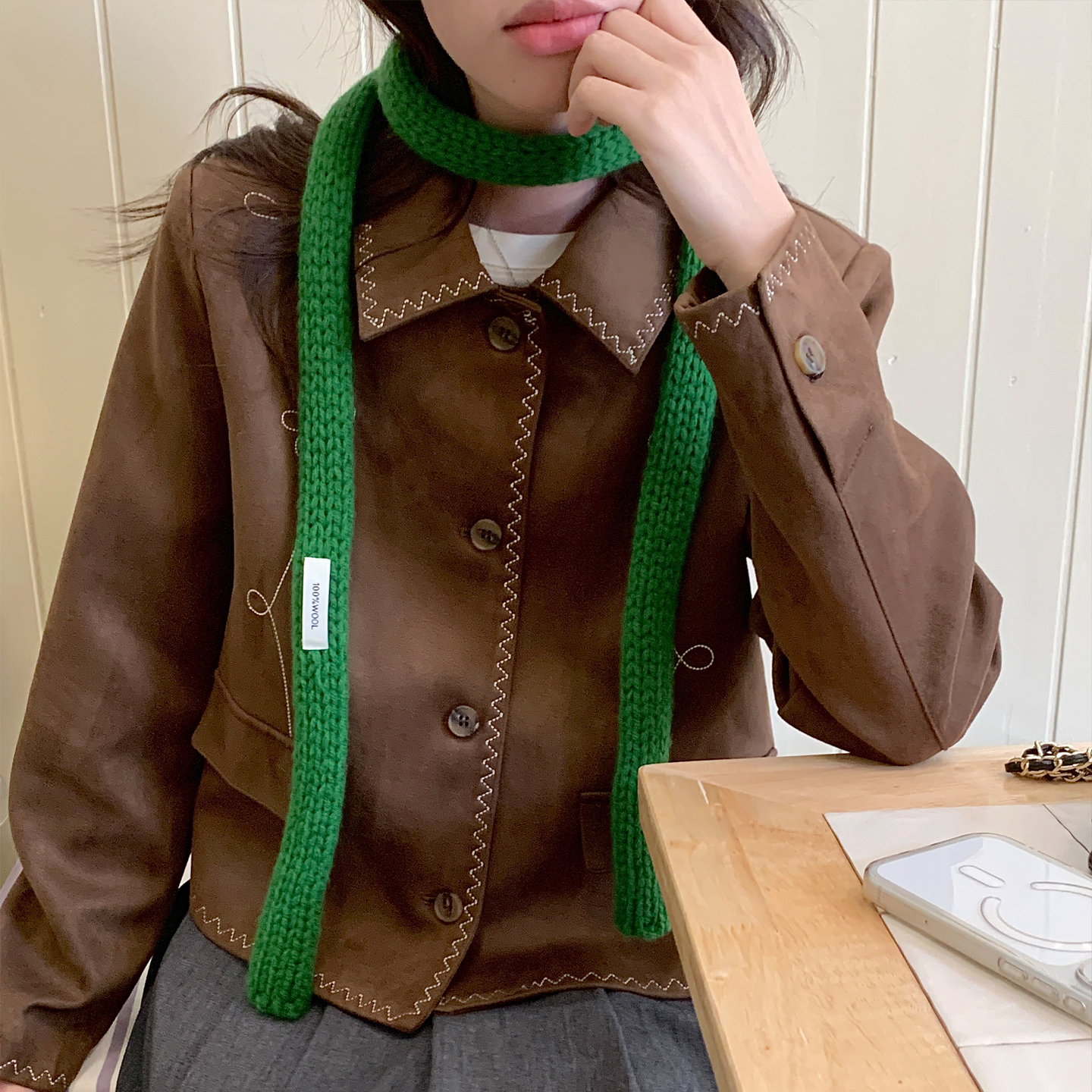 Deepsea深海 给穿搭加分 100%羊毛法棍小围巾