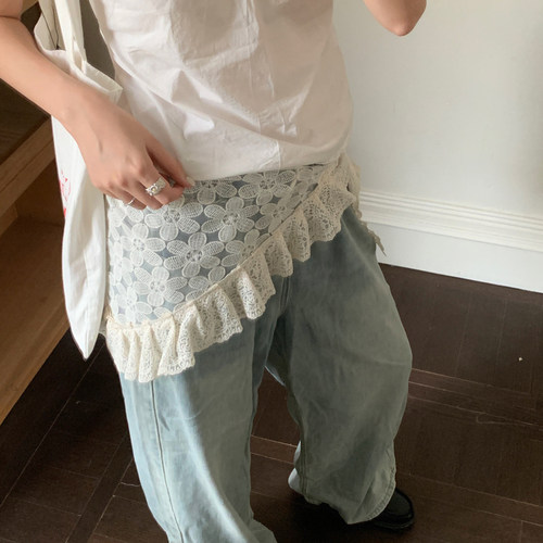 韩版ins风蕾丝三角巾头巾屁帘