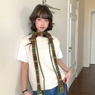 Deepsea深海 高级时髦韩系法棍小围巾羊毛丝巾长条装饰搭配围脖