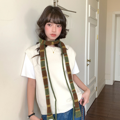 高级时髦法棍羊毛小围巾韩版ins