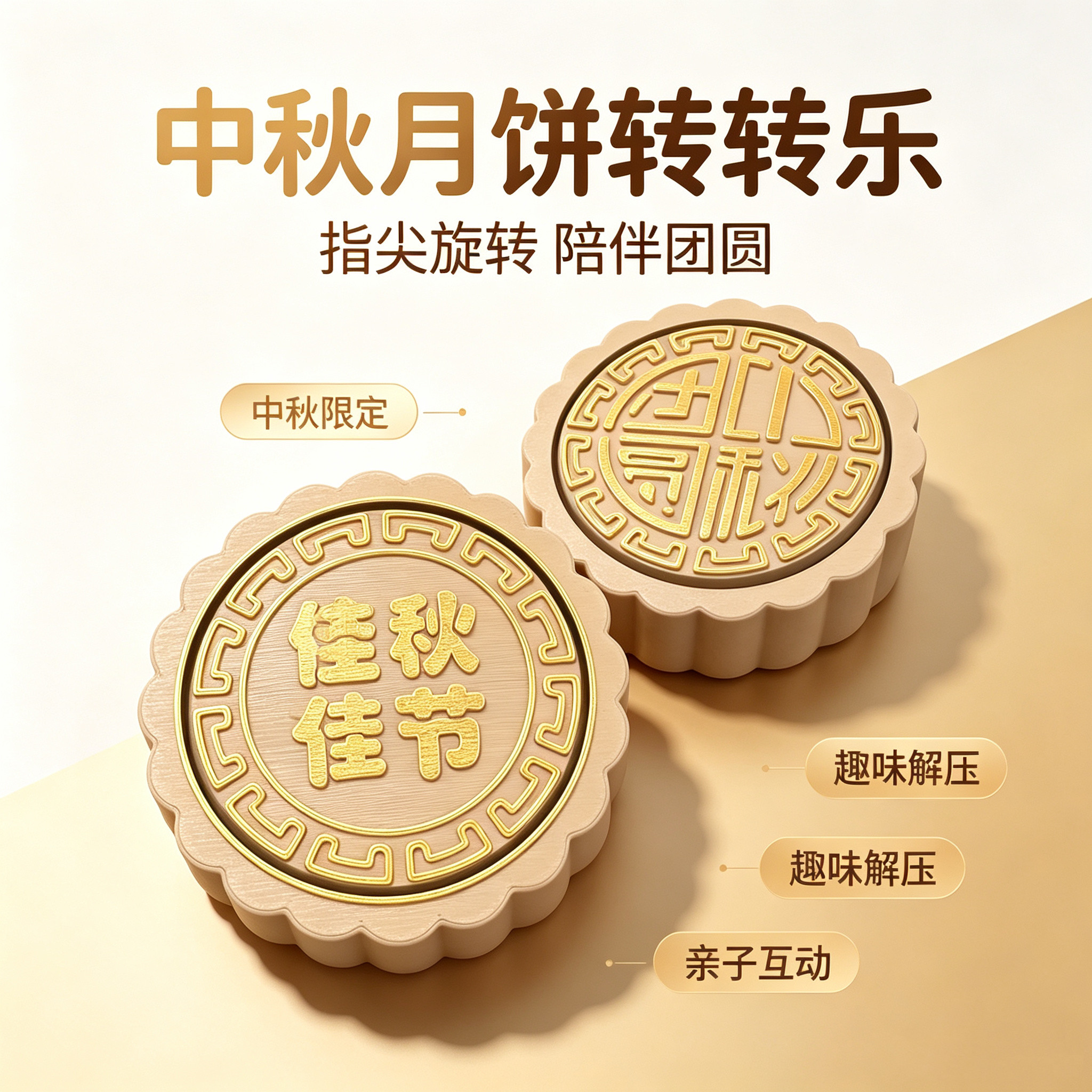 中秋节仿真解压玩具月饼转转乐 桌面装饰奇趣摆件